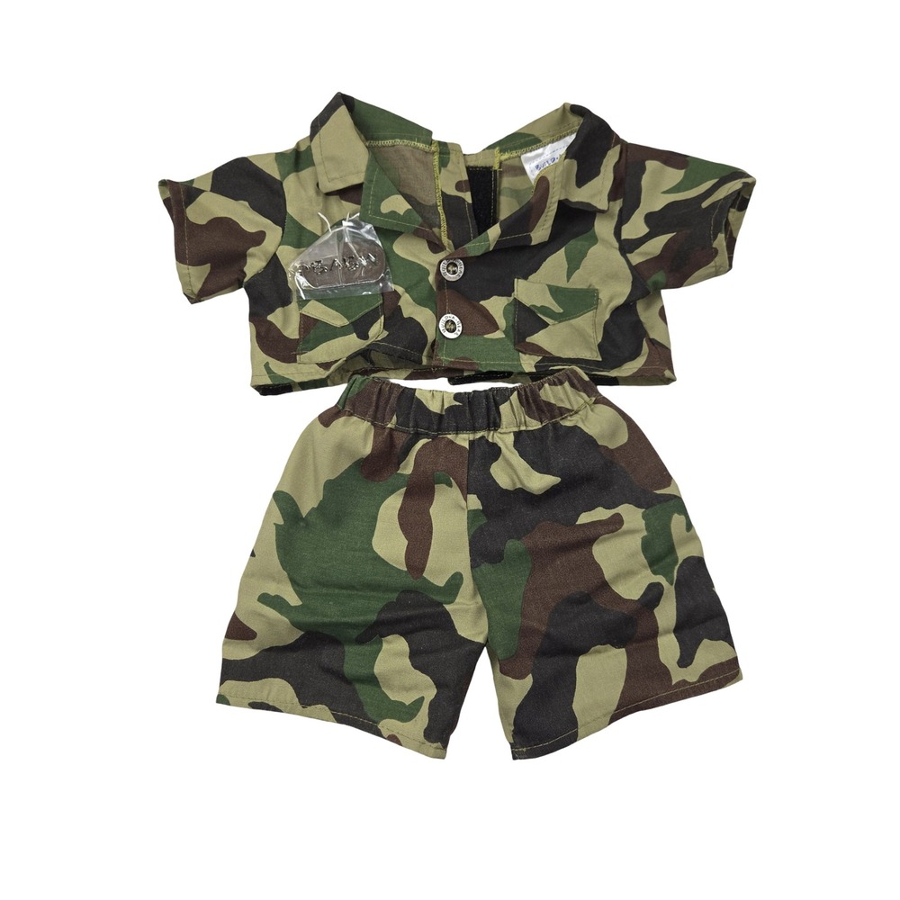 Build-A-Bear Workshop Camouflage Military Uniform 2pc Set with Dog Tags Plush